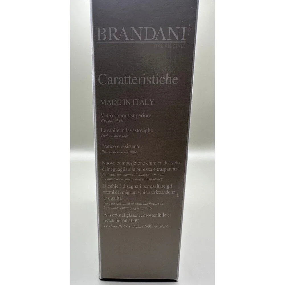 Brandani Carezza Crystal Glass Champagne Flute Set of 2 Made in Italy IOB